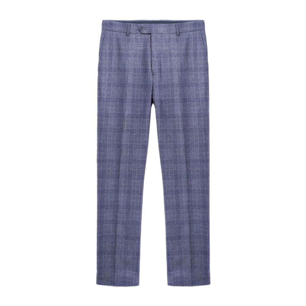 Lambretta Mens Bradley Checked Suit Trousers / Slate